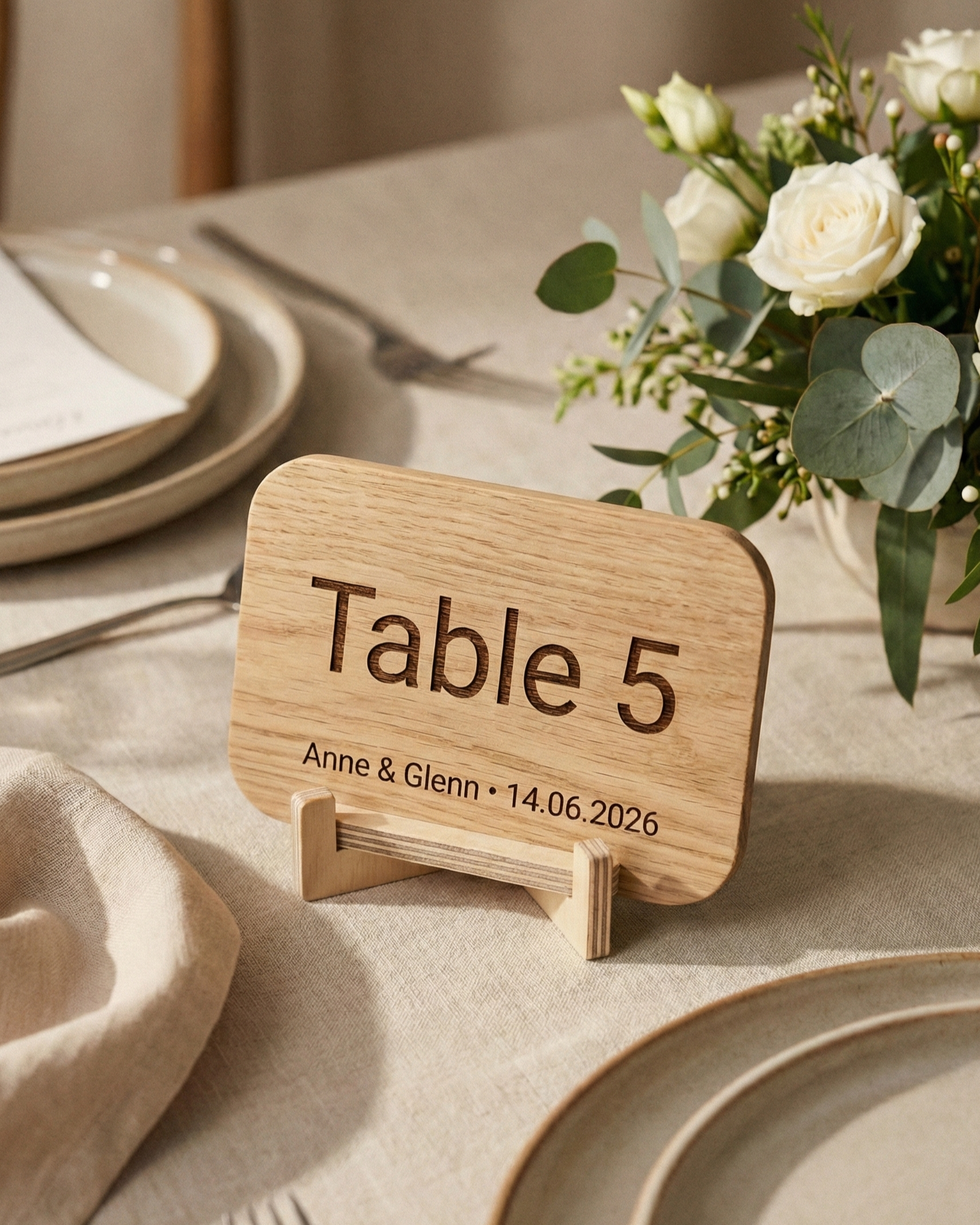 Personalised Wedding Table Numbers — Engraved Wood & Acrylic