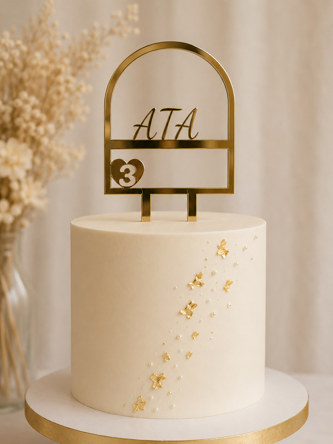 Personalised Birthday Cake Topper — Wood, White or Gold Acrylic