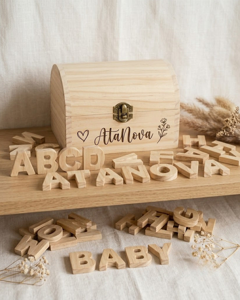 Alphabet en Bois — Lettres A–Z & Coffret Souvenir