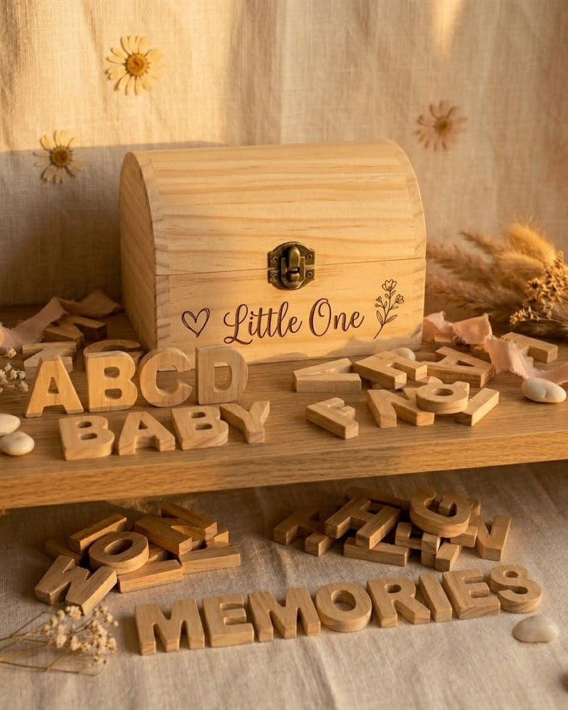 Alphabet en Bois — Lettres A–Z & Coffret Souvenir